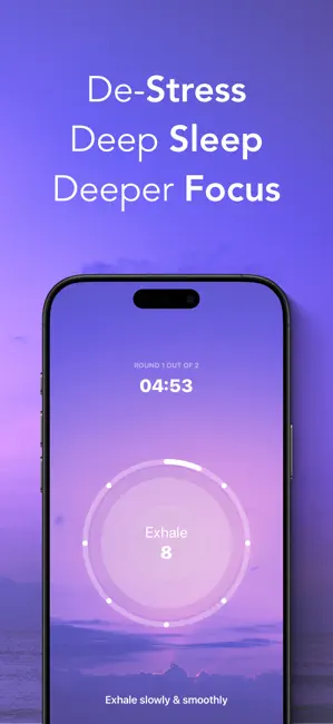 Yogi Breath app interface showing breathing exercises and progress tracking