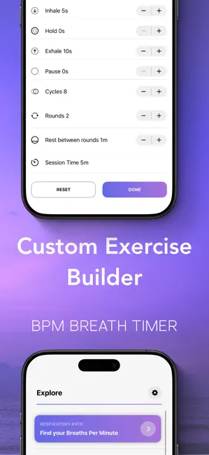 Custom breathing exercise builder interface